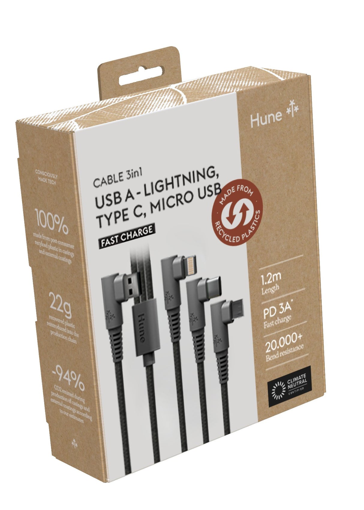 EAN 7798397480491 - Hune AT-ACC-CA-362 cable USB USB 2.0 1,2 m USB A USB C/Micro USB-A/Lightning Verde, Gris, Naranja imagen 5
