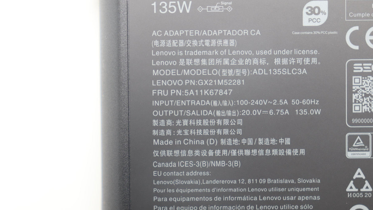 EAN 5715063289341 - Lenovo 5A11K67847 adaptador e inversor de corriente Interior 135 W Negro imagen 8