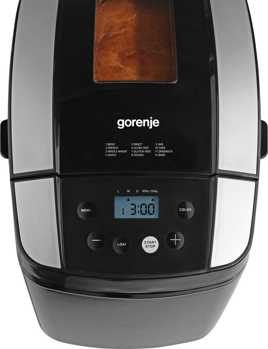 Gorenje Panificadora Bm1210bk 800w, Número De Programas 12, Pantalla Lcd, Negro