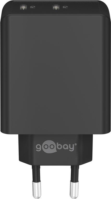 Cargador 36w Usb 2 Puert. Usb-C Negro Pd Salida Lateral Goobay
