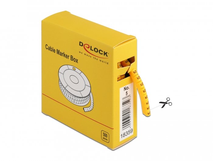 Delock Cablemarker Box, Nr: 5, Gelb, 500 Stück