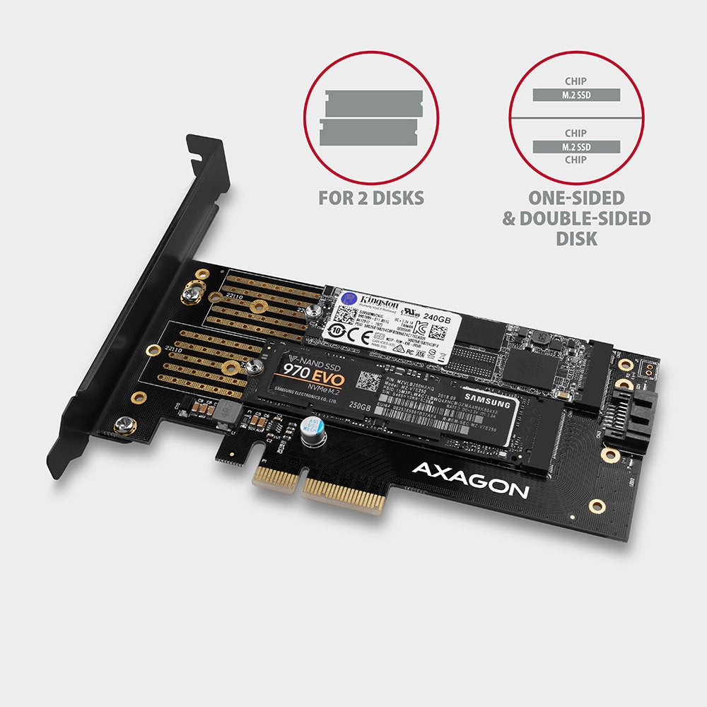 Axagon Pcem2-D Tarjeta Pcie X4 - M.2 Nvme M-Key + Sata B-Key Sata Interno