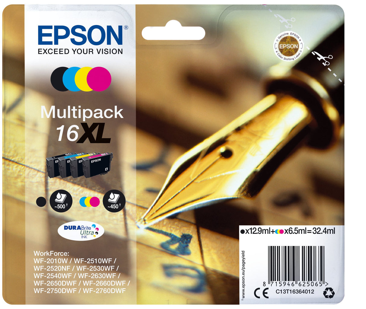 EAN 8715946625072 - Epson Pen and crossword C13T16364022 cartucho de tinta 1 pieza(s) Original Negro, Cian, Magenta, Amarillo imagen 1