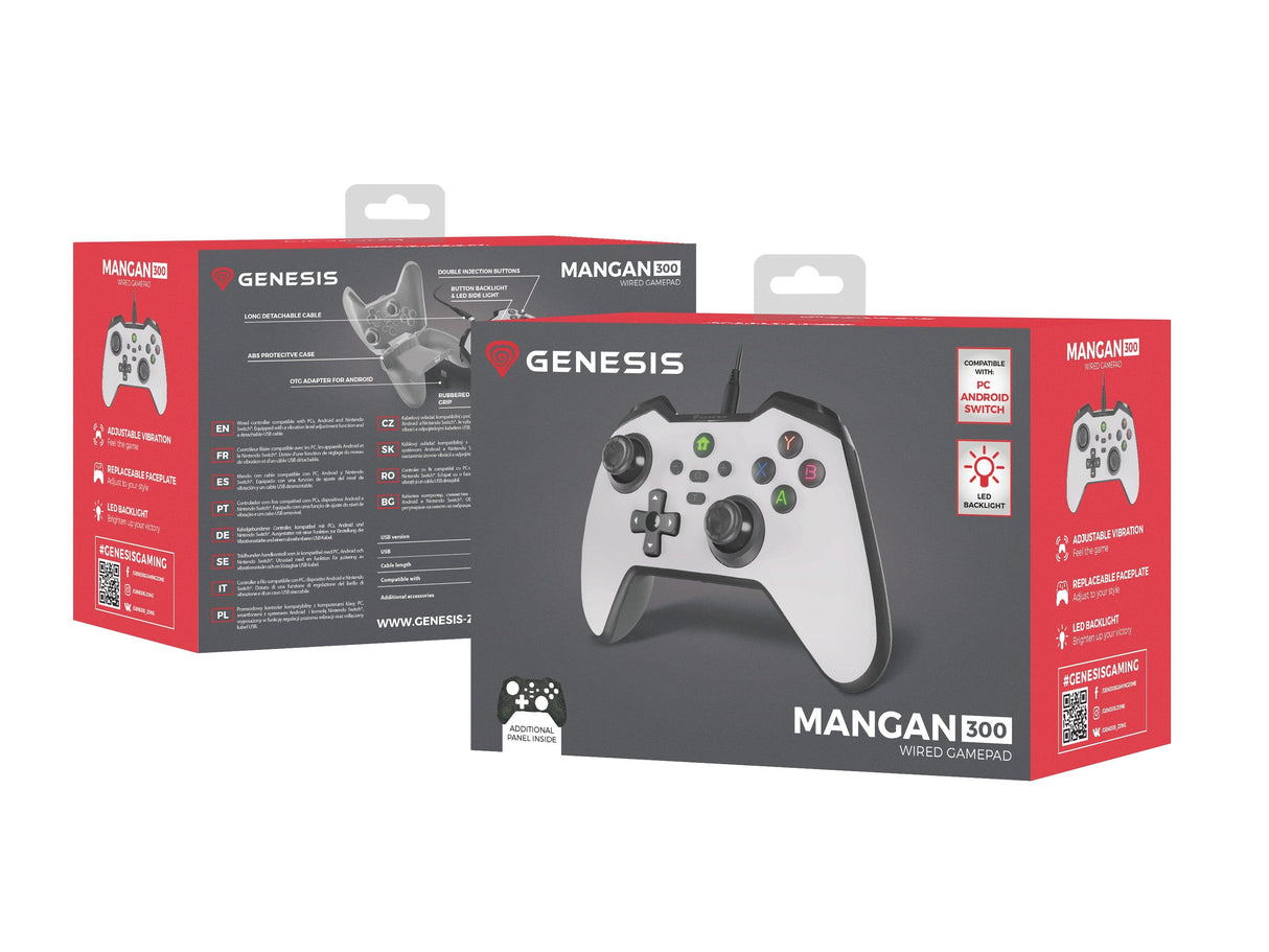 Gamepad Genesis Mangan 300 Usb (For Pc/Switch/Mobile) Blanco