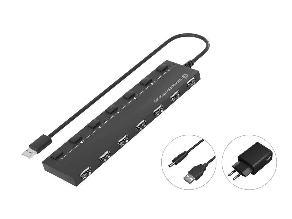 EAN 4015867226322 - Conceptronic HUBBIES08BP hub de interfaz USB 2.0 480 Mbit/s Negro imagen 1