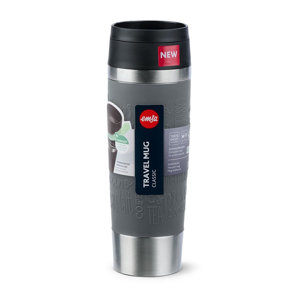 Taza Térmica Emsa Travel Mug Classic Grande Gris/Acero Inoxidable, 0,5 Litros N2022300