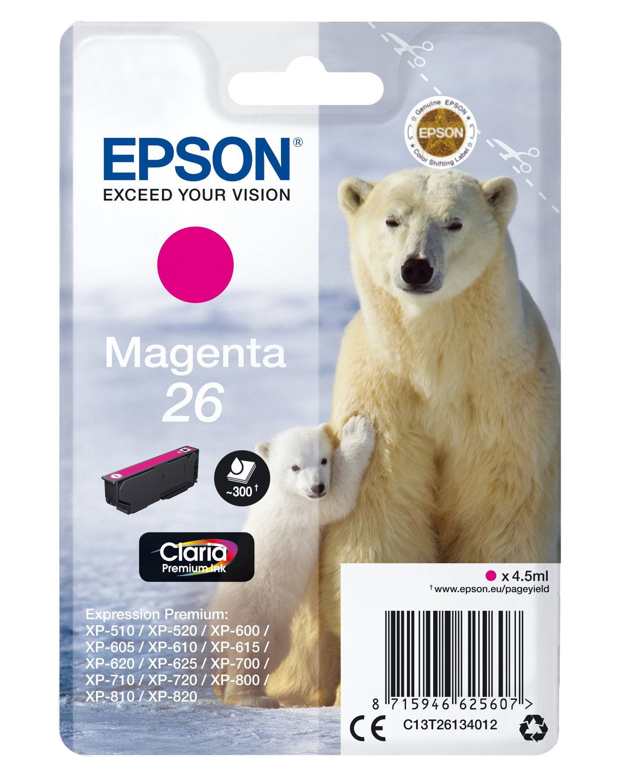 Epson 26 Ink Cartridge Magenta C13t26134022