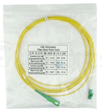 Latiguillo De Cable Blueoptics Fo Lc / Apc> Sc / Apc Sm Os2 Amarillo 20m