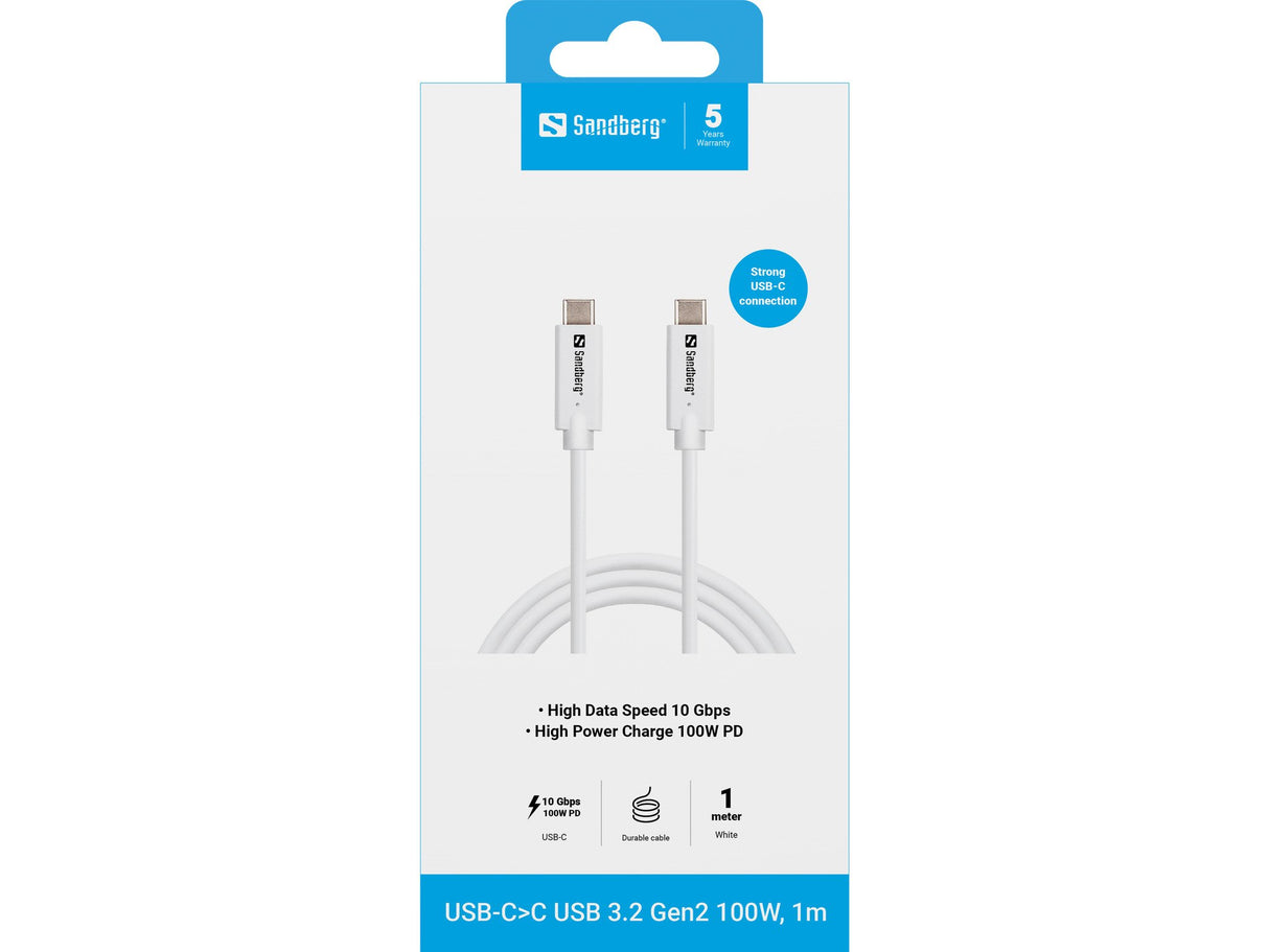 EAN 5705730136535 - Sandberg 136-53 cable USB USB 3.2 Gen 2 (3.1 Gen 2) 1 m USB C 10 Gbit/s 100 W Blanco imagen 2