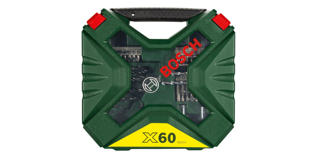 Bosch Diy & Garden Juego De Taladros Y Destornilladores X-Line, 60 Piezas, Juego De Brocas Y Brocas Verde 2607010611