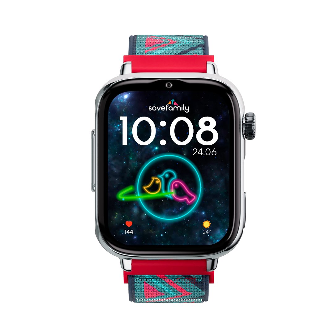 Savefamily Reloj Inteligente Infantil Savewatch Plus 2 - Pantalla Amoled - Carcasa Plateada - Correa Tela Tribeca