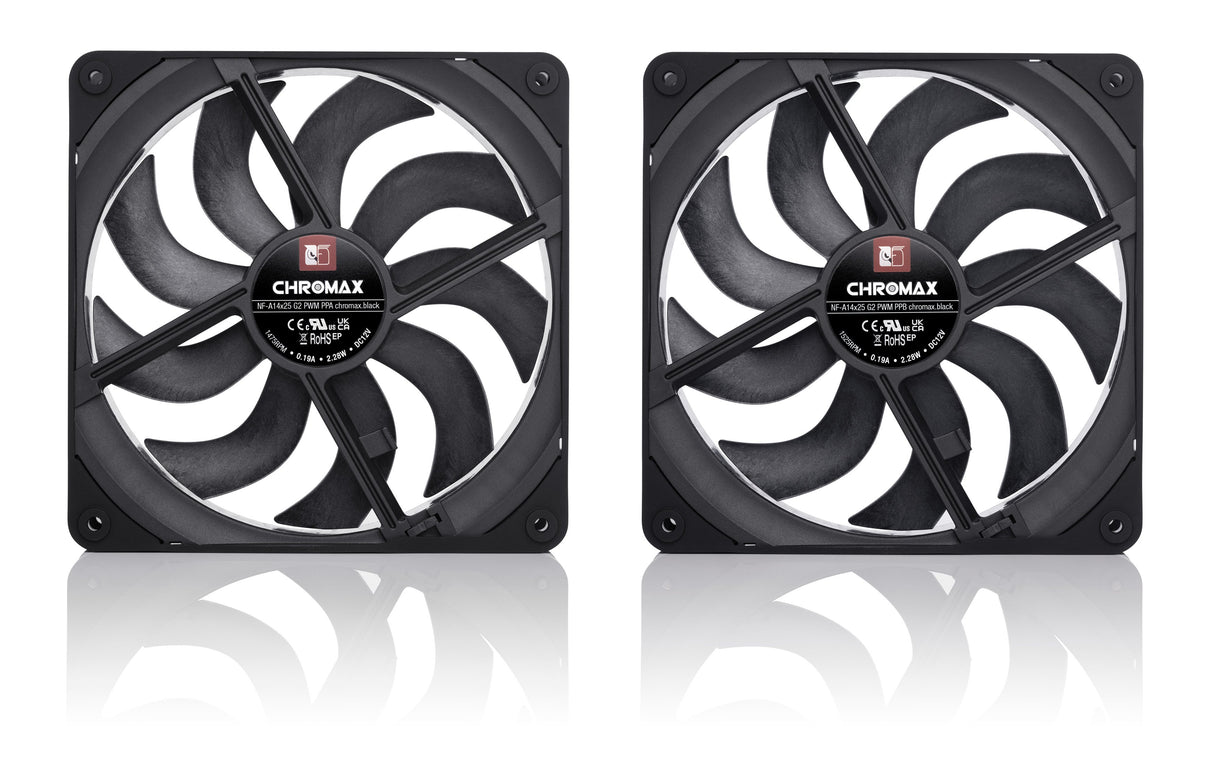 EAN 9010018100730 - Noctua NF-A14X25 G2 PWM SX2-PP CHROMAX.BLACK sistema de refrigeración para ordenador Carcasa del ordenado imagen 2
