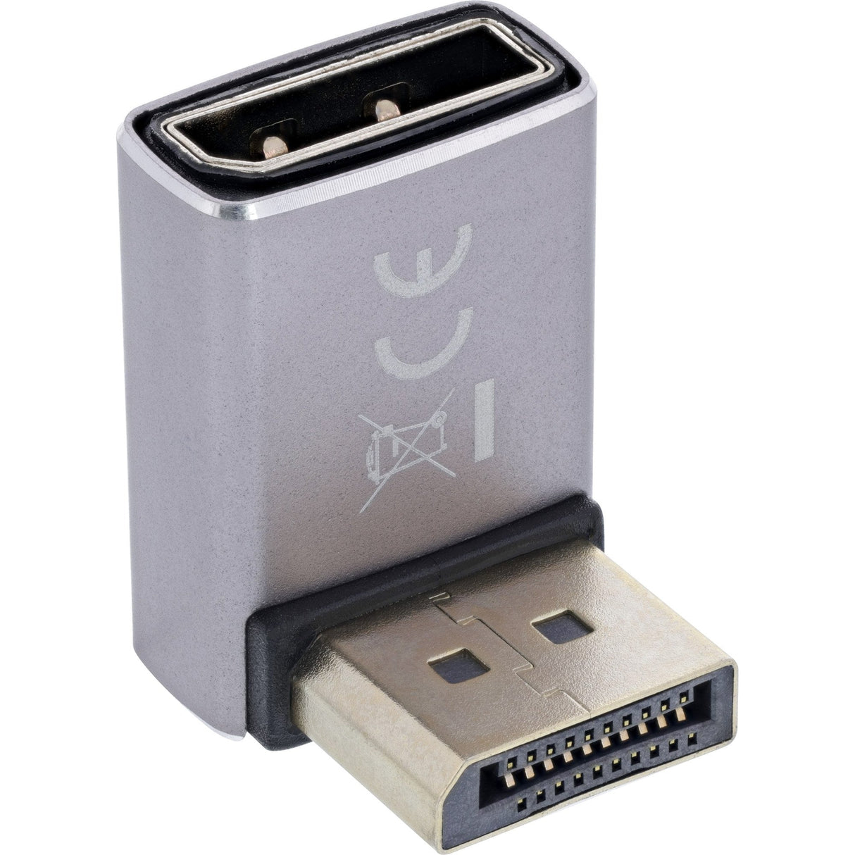 Inline® Displayport 1.4 Adapter, Displayport Male/Female, 90° Downwards, 8k Uhd