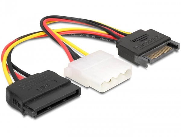 Cable De Alimentacion Delock Sata 15pin -> Sata 15pin +4pin Molex M/H