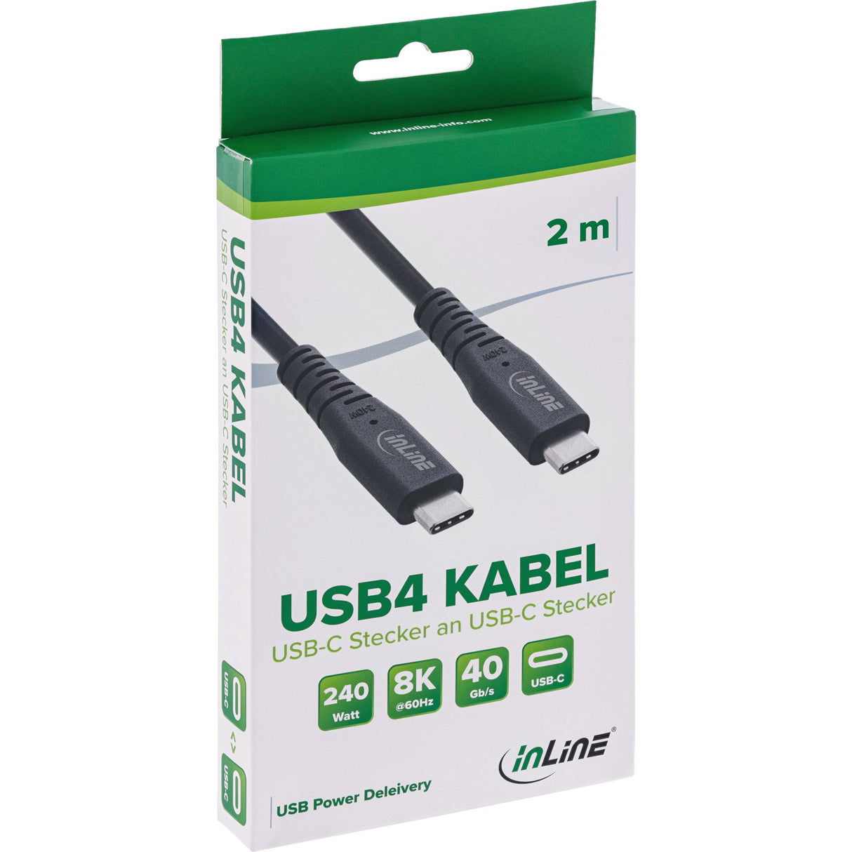 EAN 4043718312788 - InLine 35902I cable USB USB4 Gen 3x2 2 m USB C 40 Gbit/s 240 W Negro imagen 2