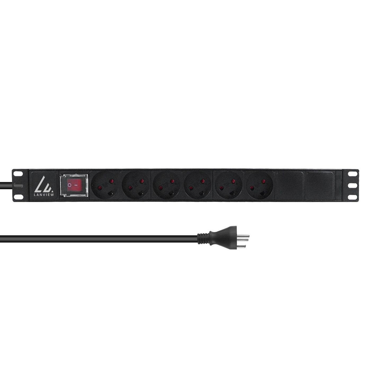 19'' Rack Mount Power Strip, - On/Off Switch , 1u, 13a With - 6 X Danish Type K Socket And 3m Cable With Type K Plug - Warranty: 60m
