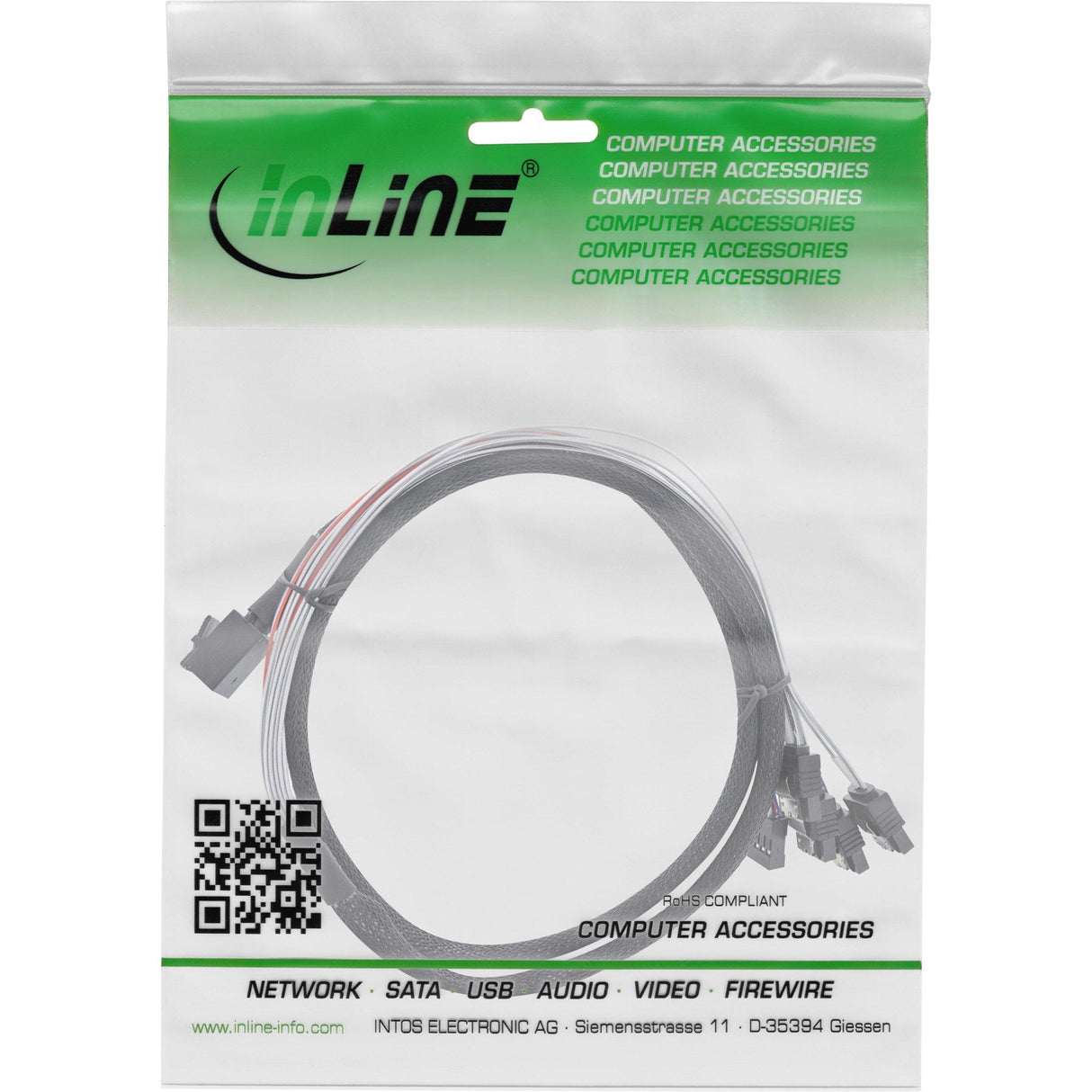 Cable Inline Mini Sas Hd Sff-8643 A 4x Sata + Banda Lateral 0,5m