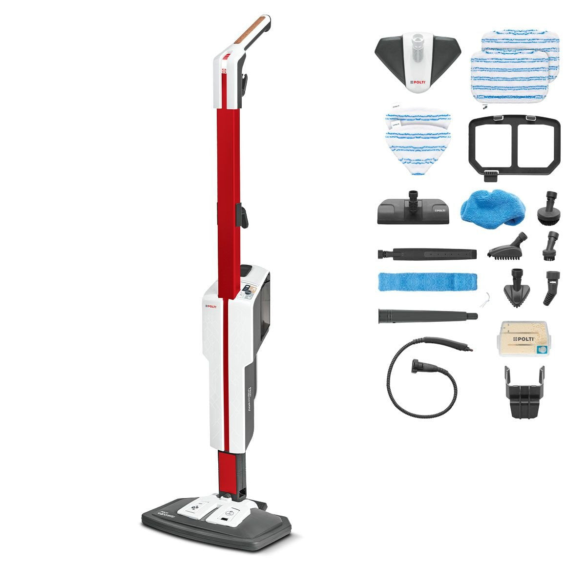 Mopa A Vapor Polti Pteu0306 Vaporetto Sv650 Style 2 En 1 Con Limpiador Portátil Integrado, Rojo Blanco