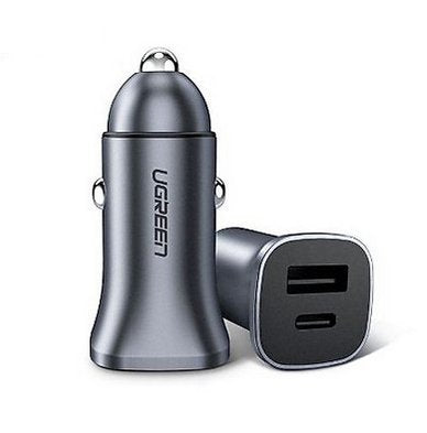 Cargador Rápido Para Coche Ugreen Usb-C Pd+Usb-A Qc 24w Gris