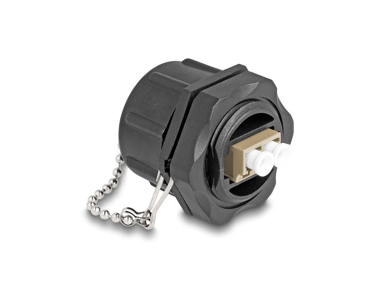 Delock 87885 Conector Empotrable De Fibra Óptica Lc Duplex A Lc Duplex Con Tapa Protectora Monomodo Ip68 Resistente Al Polvo Y Al Agua
