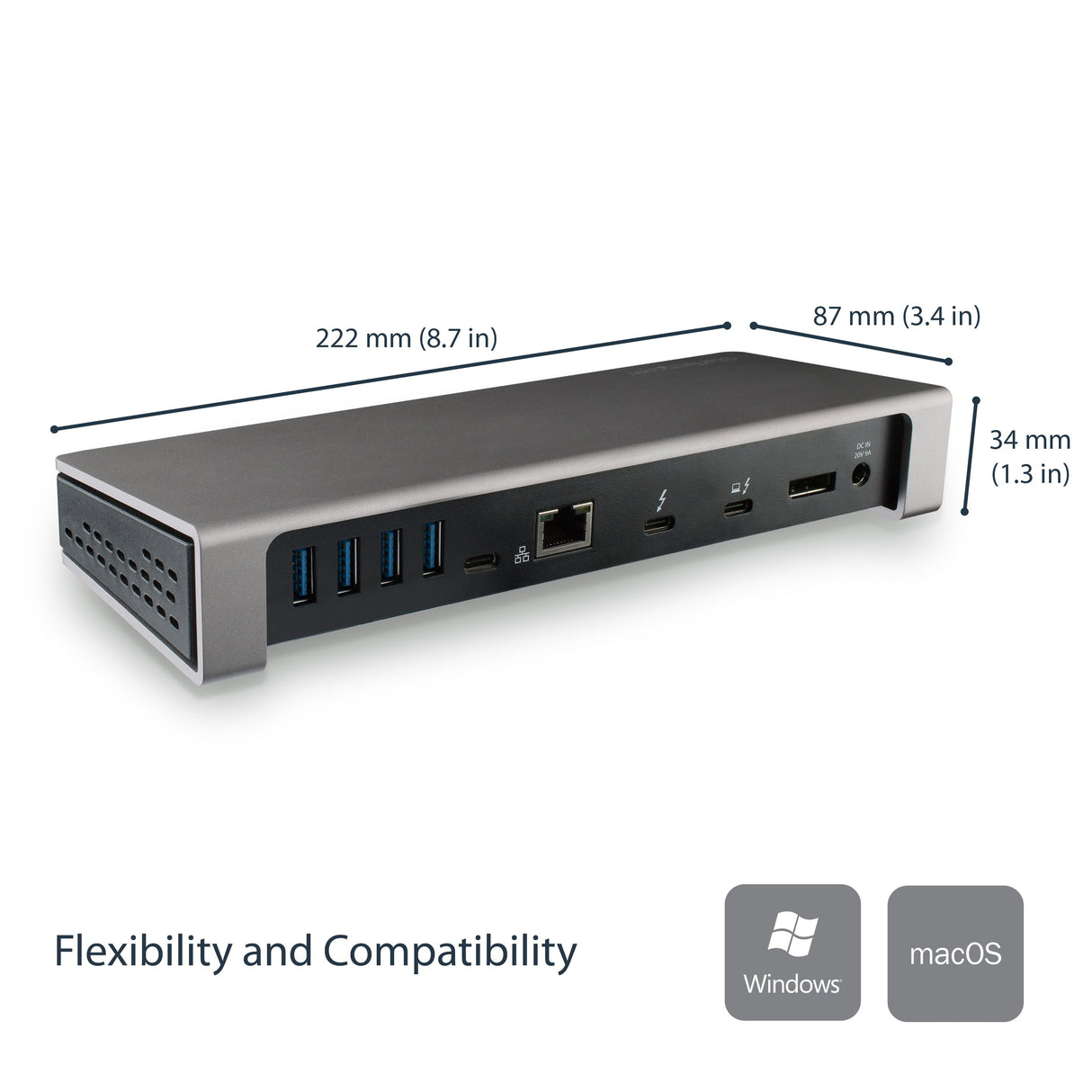 EAN 0065030870726 - StarTech.com TB3DOCK2DPPU base para portátil y replicador de puertos Alámbrico USB 3.2 Gen 1 (3.1 Gen 1) imagen 8