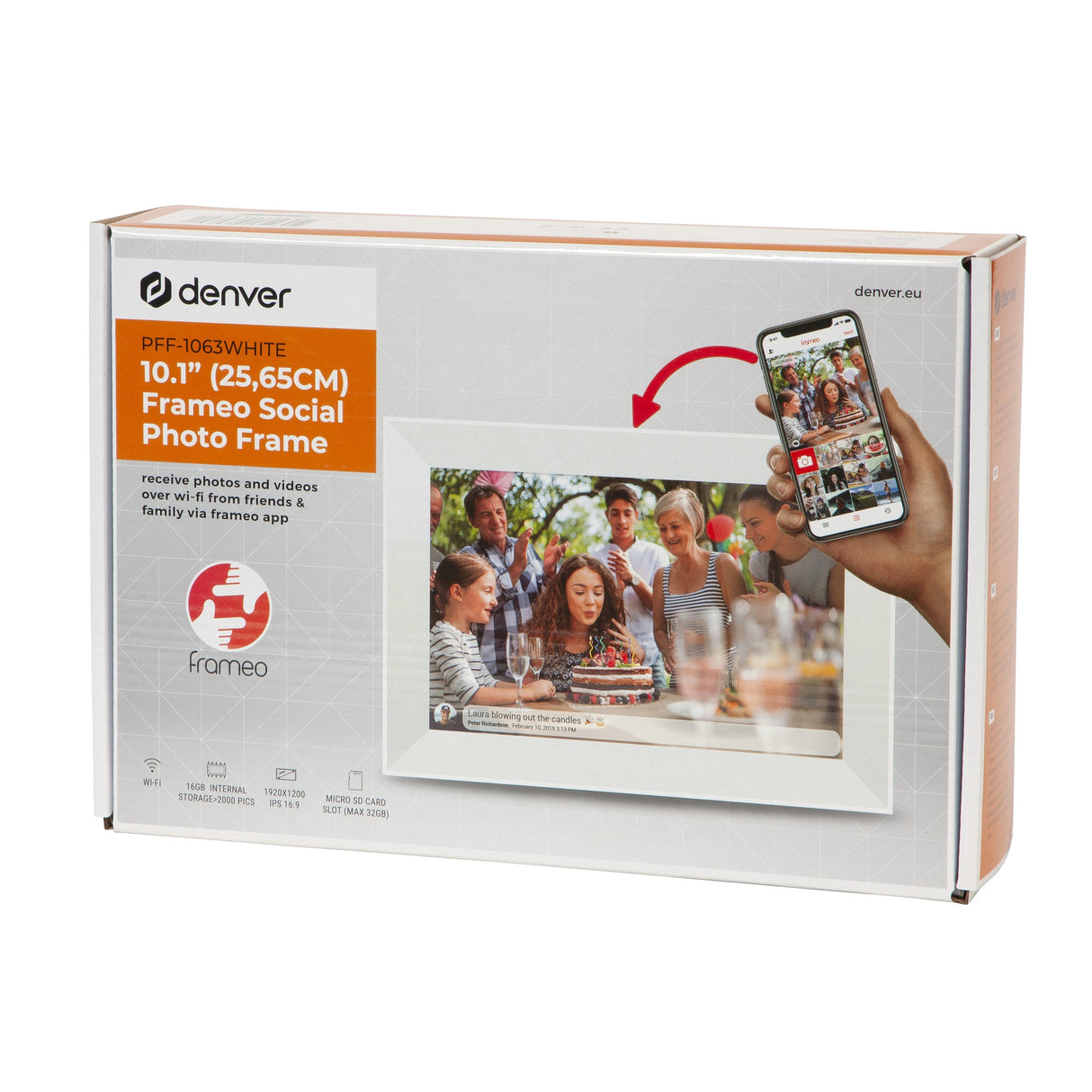 Marco Denver Pff-1063white Fotográfico Digital Blanco 25,6 Cm (10.1") Pantalla Táctil Wifi