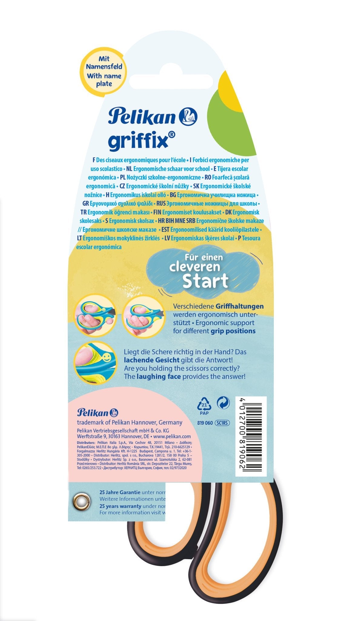 Pelikan Griffix Schulschere Spitz Rechtshänder Neonnegro Blimer