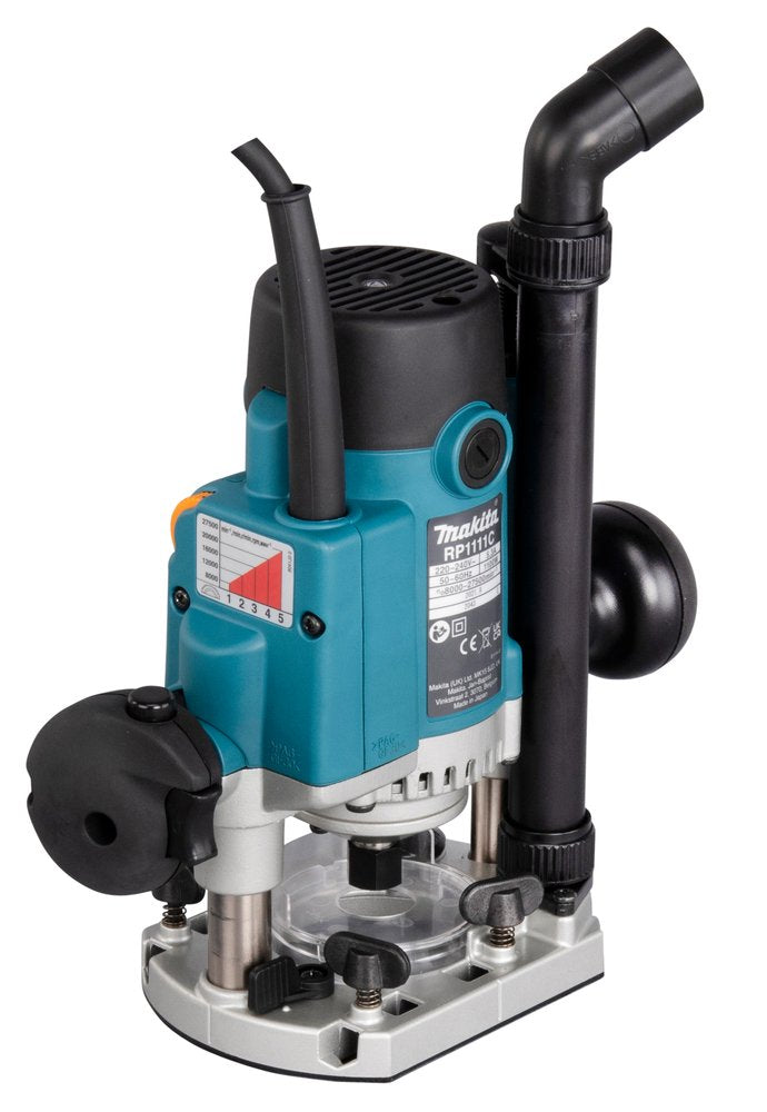 Fresadora Makita Rp1111cjfa Azul/Negro, 1100 W, Tamaño Makpac 3, Incluye Juego De Cortadores De 12 Piezas