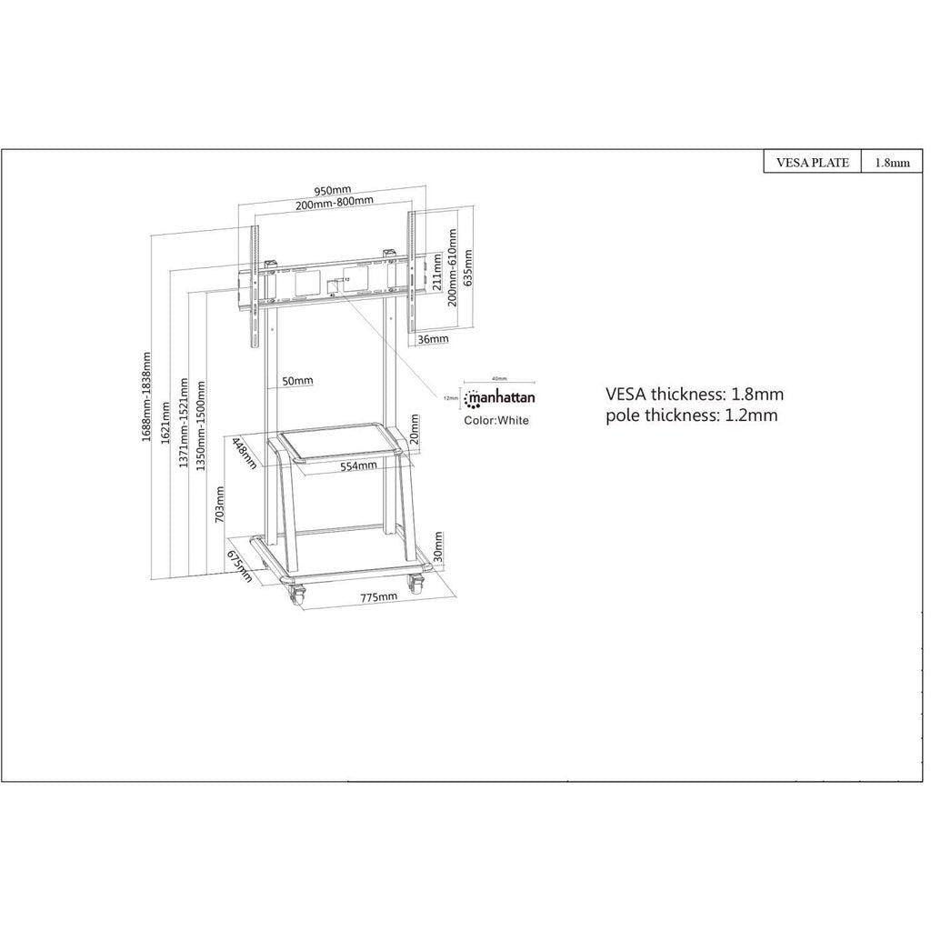 EAN 0766623461665 - Manhattan 461665 soporte para monitor 2,54 m (100") Piso Negro imagen 6