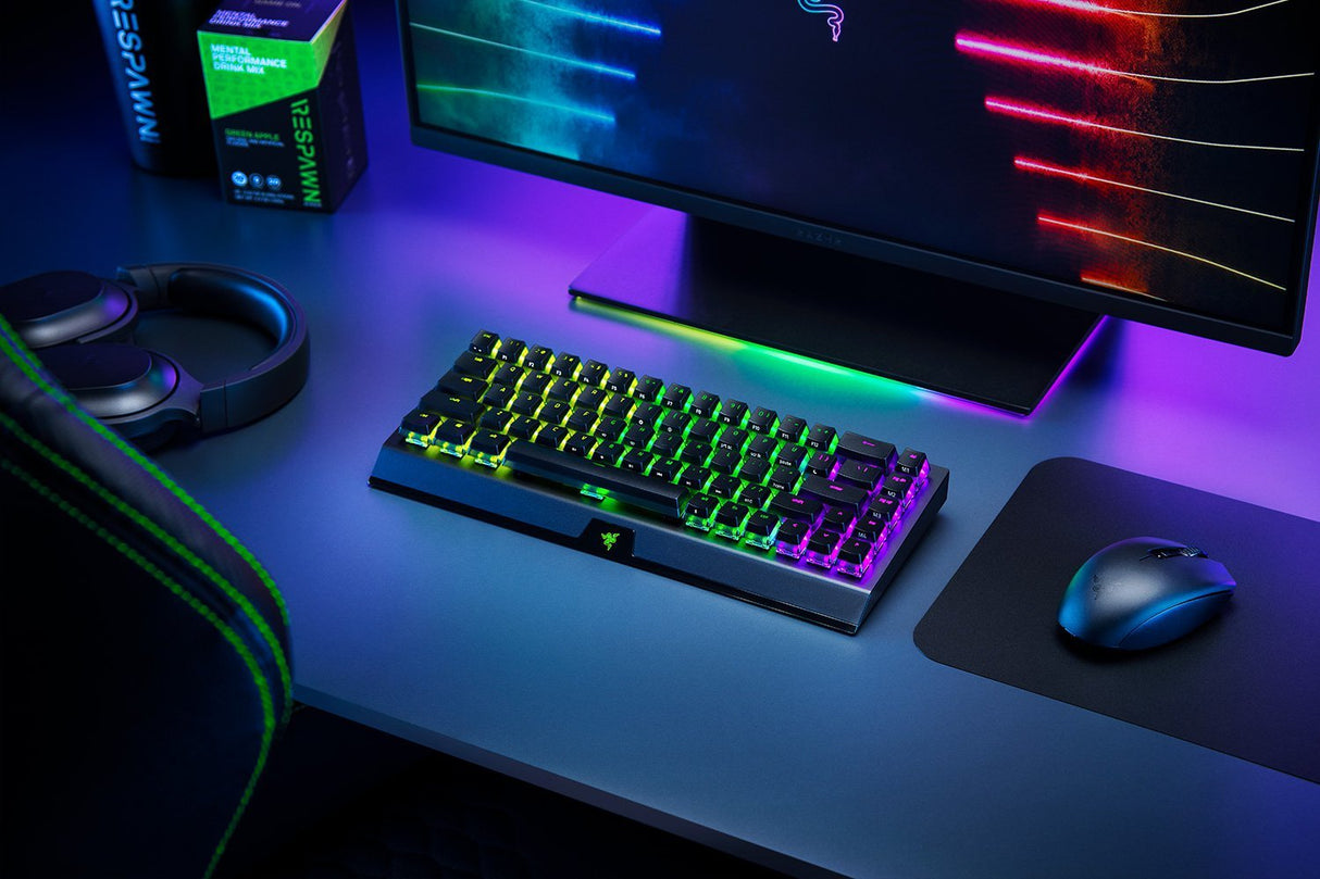 Teclado Inglés Razer Blackwidow V3 Mini Hyperspeed Usb + Rf Wireless + Bluetooth Qwerty Ee. Uu. Negro