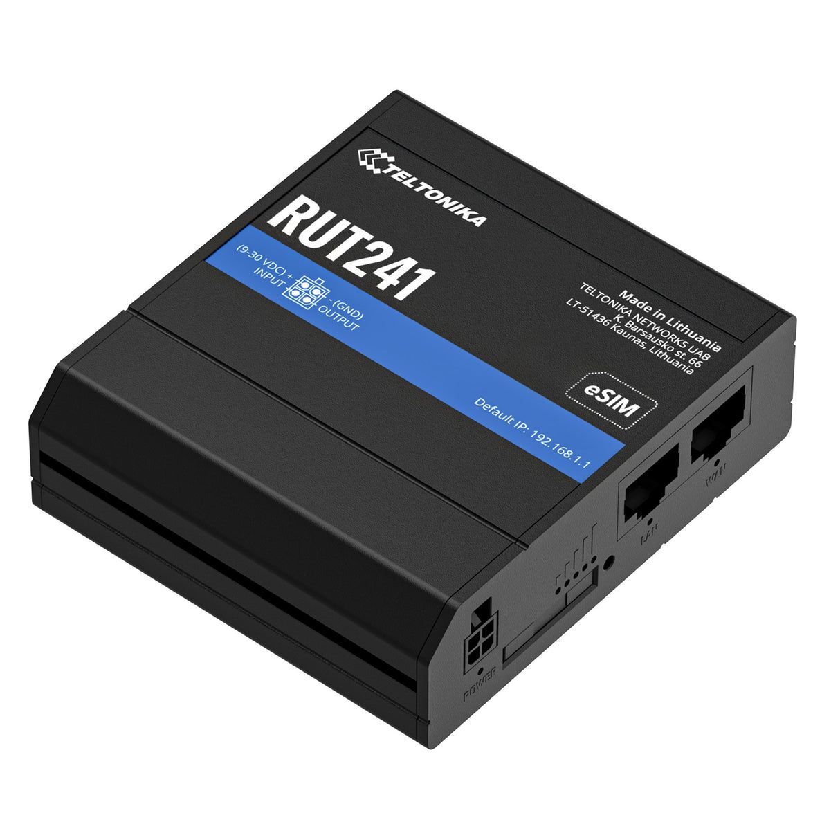 EAN 4779051841875 - Teltonika RUT241 eSIM | Industrieller 4G-LTE-Router | Cat 4, 2x RJ45 100Mb/s, eSIM Router de red móvil imagen 1