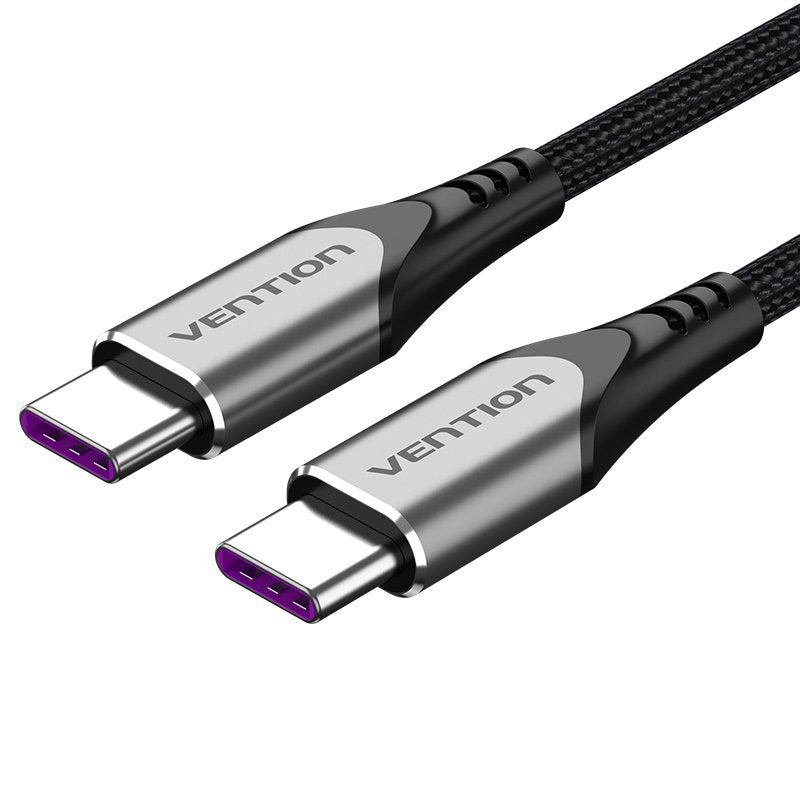 Cable Usb 2.0 Tipo-C 5a 100w Vention Taehf Usb Tipo-C Macho Usb Tipo-C Macho 1m Gris