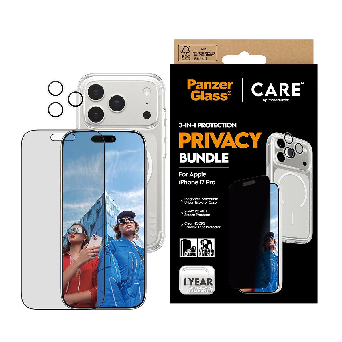 EAN 5715685027437 - PanzerGlass ® | CARE by ® 3-in-1 Flagship Privacy Bundle iPhone 17 Pro Protector de pantalla Apple 1 piez imagen 2