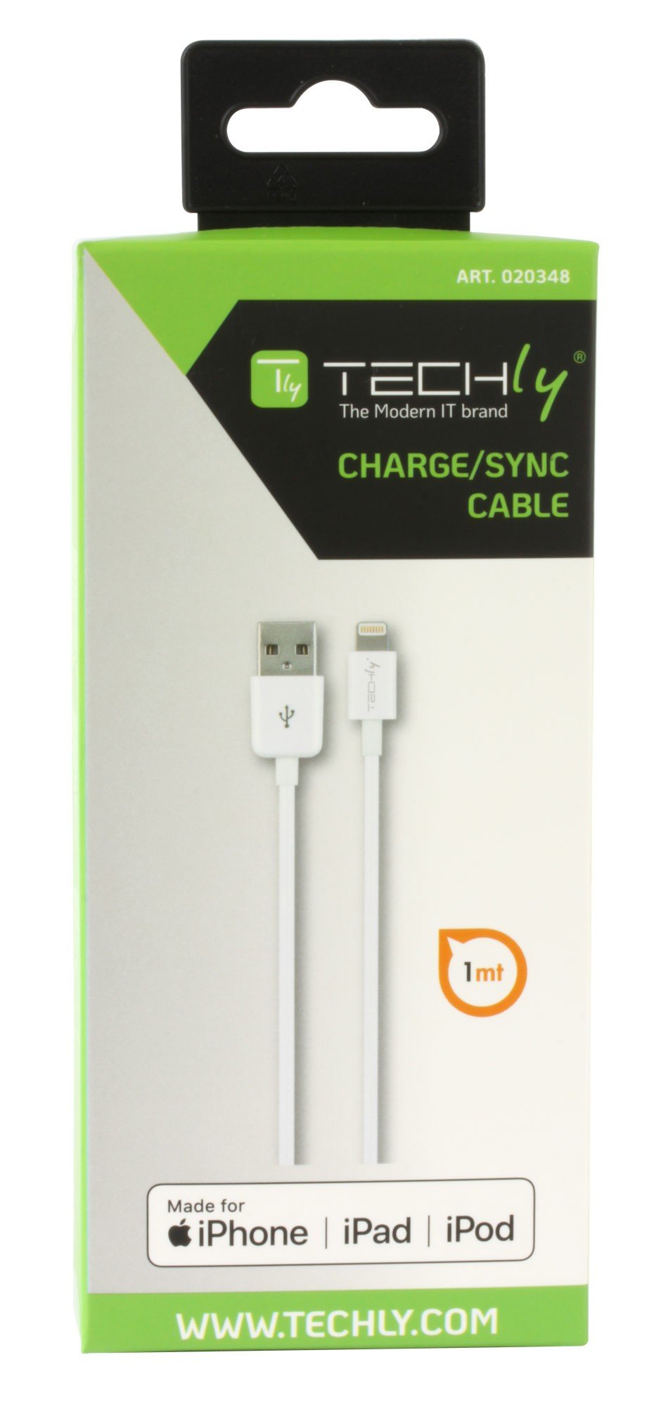 Techly Usb2.0. Cable Lightning, 1 M, Blanco, Blister
