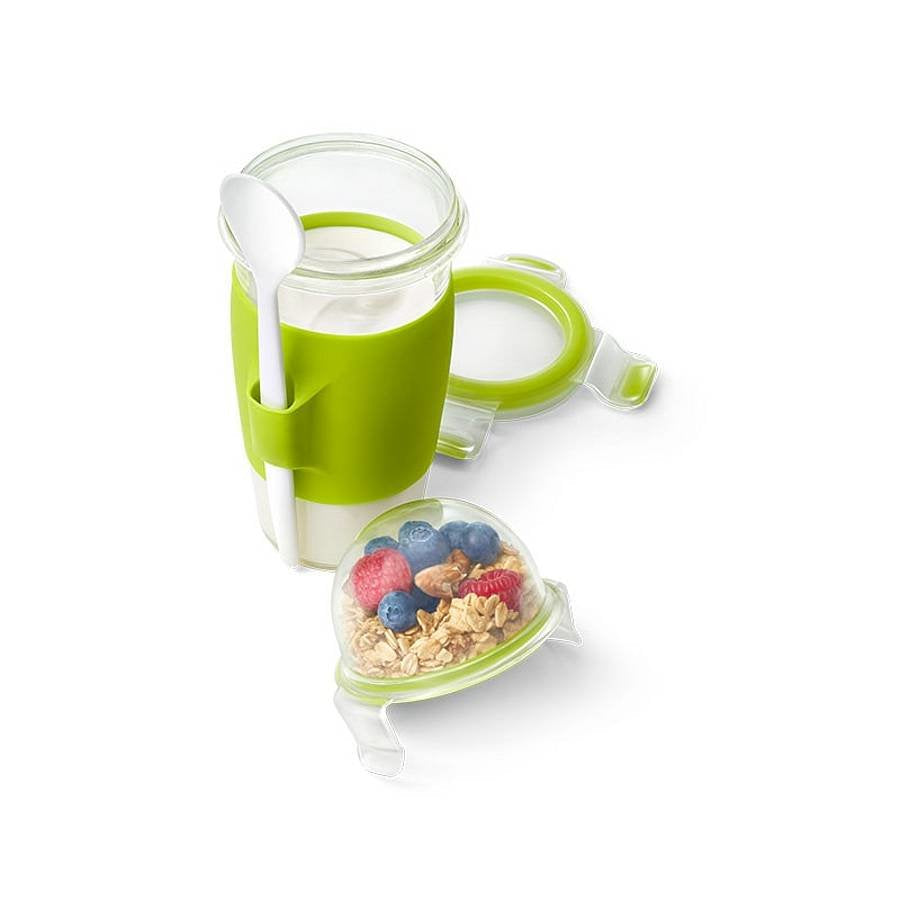 Taza Yogur Emsa Clip & Go, Taza Verde / Transparente, 450ml