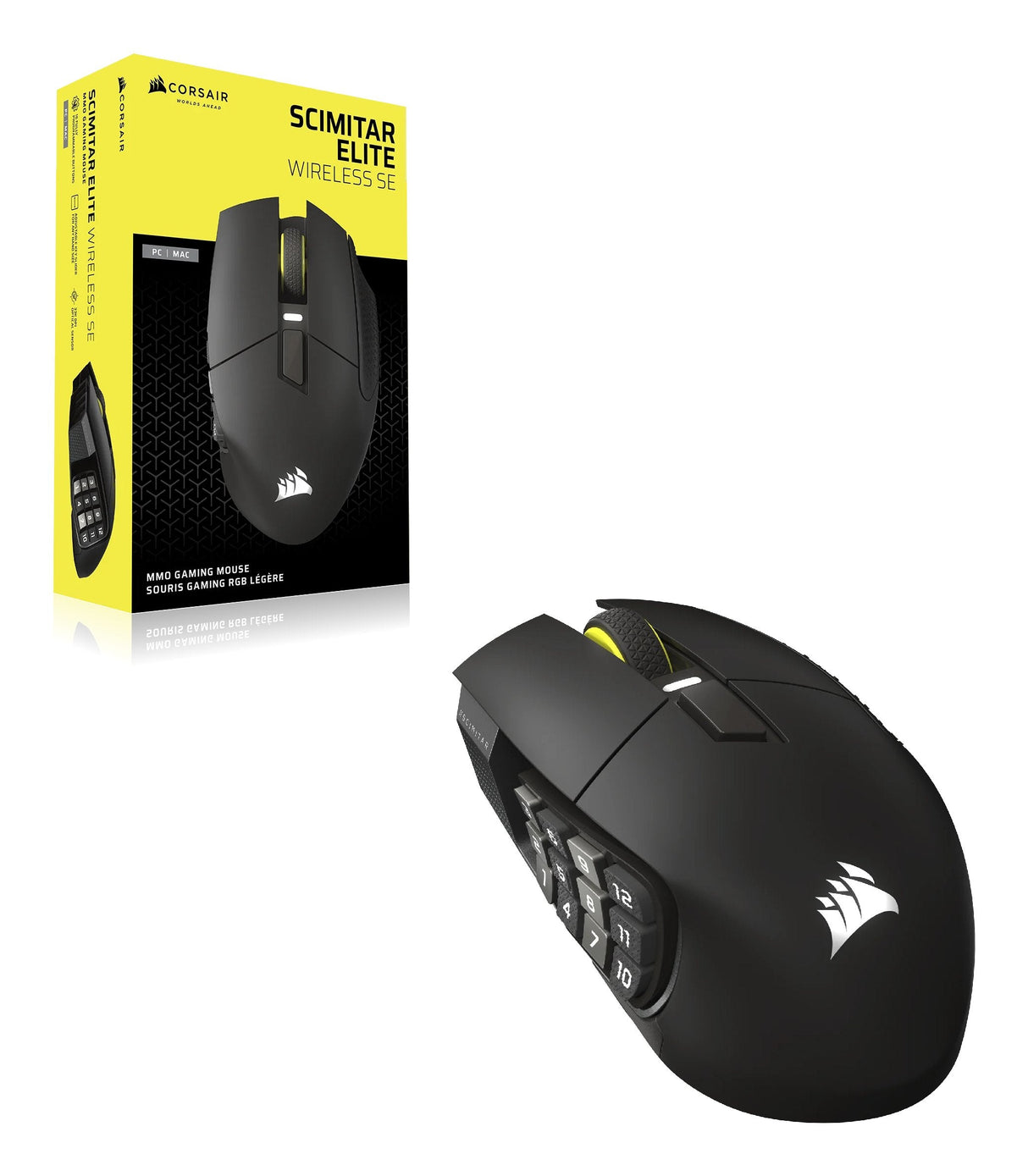 Ratón Corsair Scimitar Elite Wireless Se Derecha Rf Wireless + Bluetooth Óptico 33000 Dpi Ch-9314014-Ww