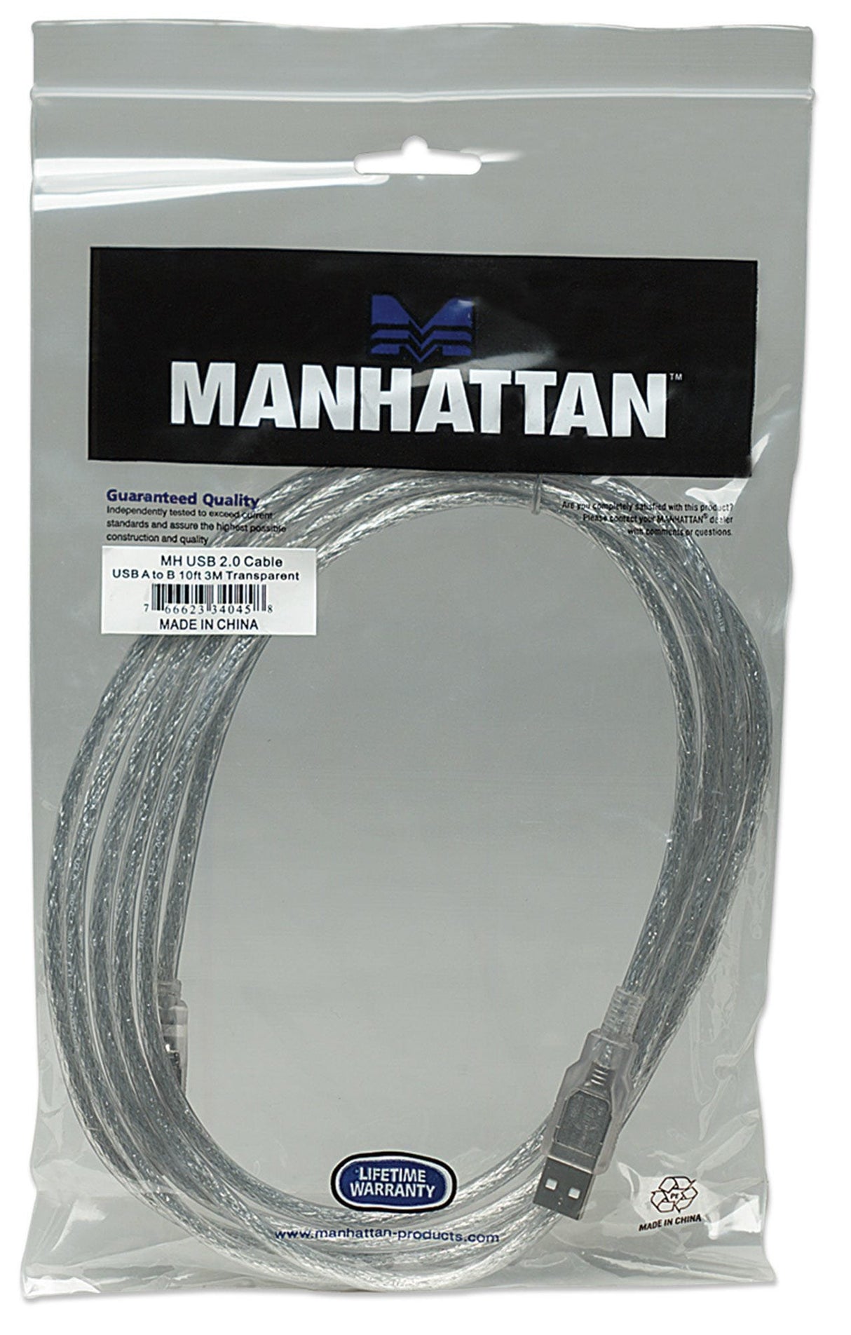 EAN 0766623340458 - Manhattan 340458 cable USB USB 2.0 3 m USB A Plata imagen 4