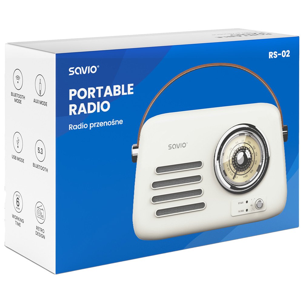 EAN 5901986049654 - Savio RS-02 radio Portátil Analógica Blanco imagen 6