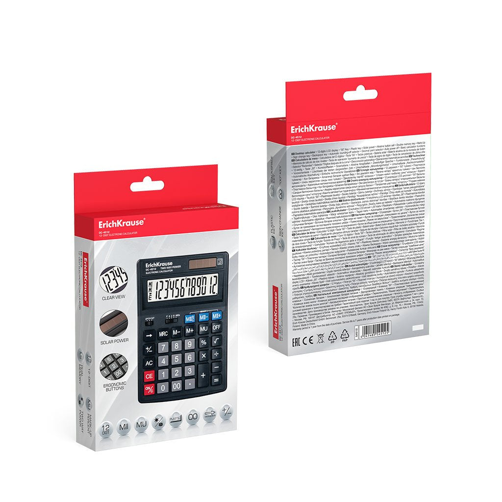 Erichkrause Calculadora Pantalla Lcd De 12 Digitos Negro