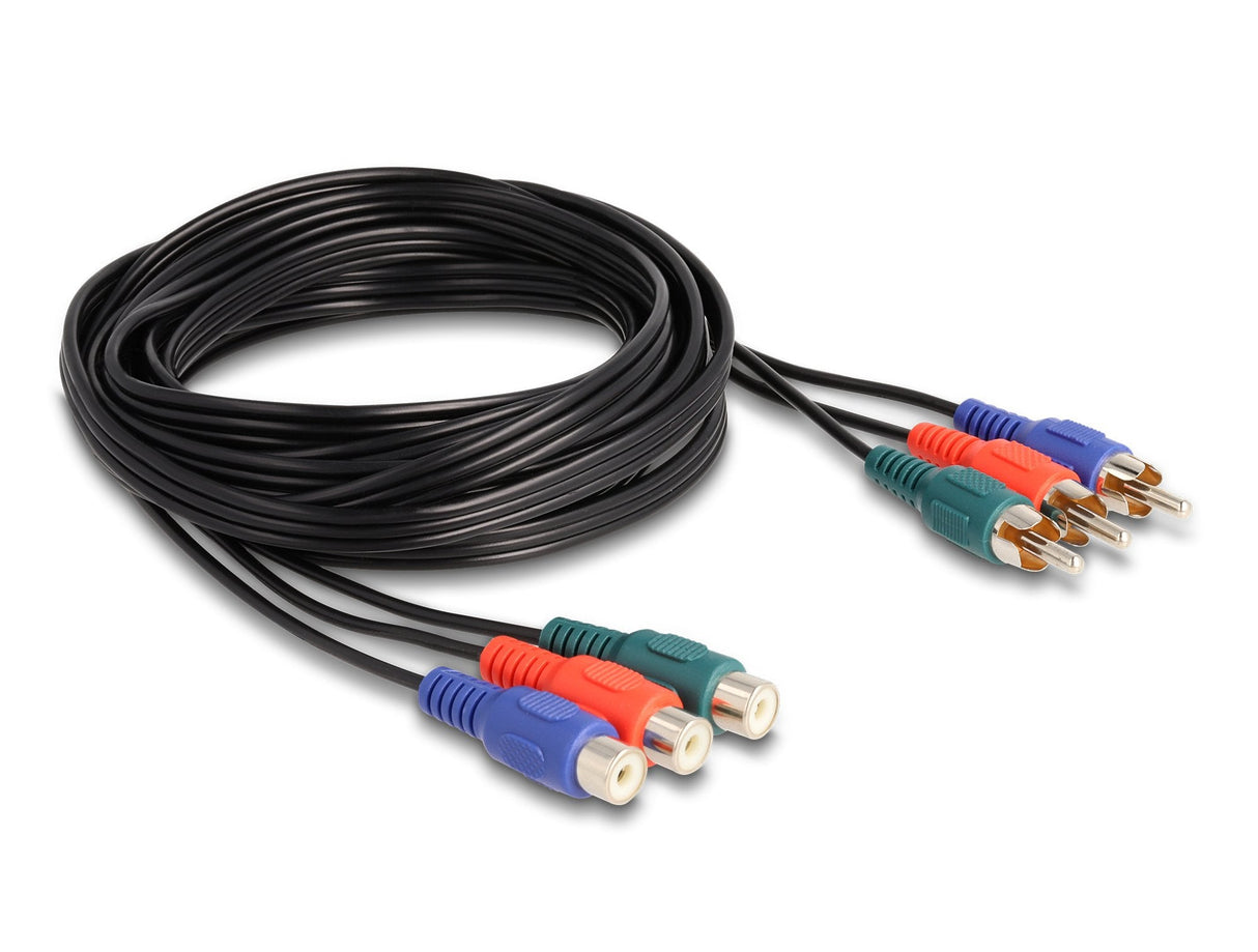 Delock 85370 Cable De Extensión Rca Rgb De 3 X Machos A 3 X Hembras, 3 M