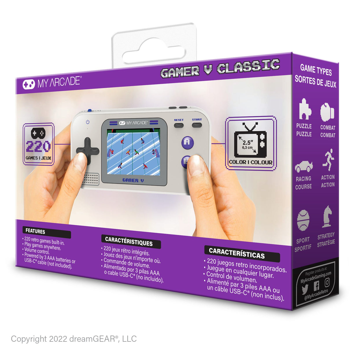 EAN 0845620039203 - dreamGEAR My Arcade Gamer V Classic (220 in 1) Gray & Purple imagen 5
