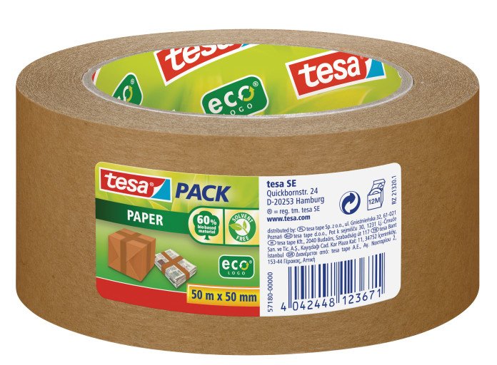 Tesa Pack Papel Ecologo, 50m X 50mm