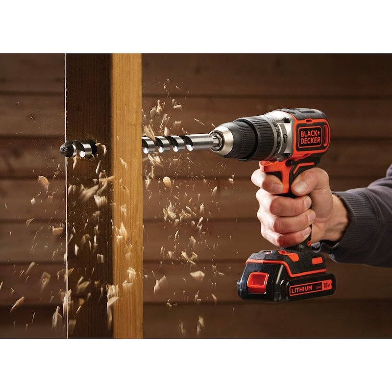 Taladro Percutor Inalámbrico Black+Decker Bl188k, 18 Voltios Negro/Naranja, Batería Li-Ion 1,5 Ah Bl188k-Qw