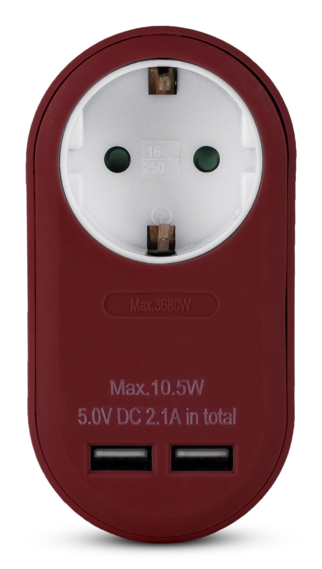 Entac Meckdosenadaptador + 2x Usb-A Hrgundy
