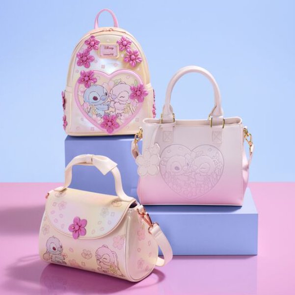 EAN 0671803539884 - Loungefly Stitch & Angel Cherry Blossom Heart Poliuretano (PU) Rosa Chica Bandolera imagen 3
