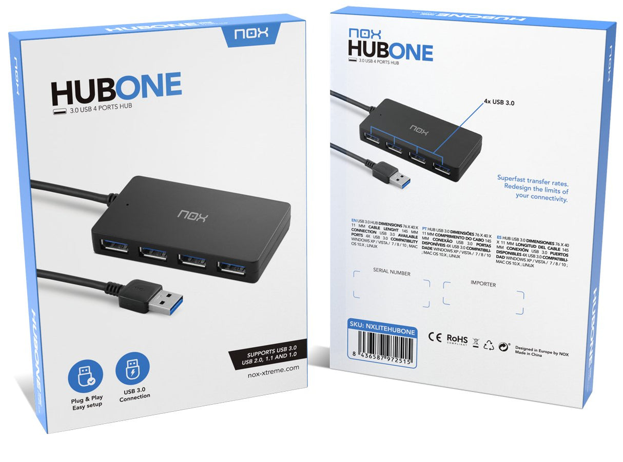 Nox Hub De 4 Puertos Usb 3.0