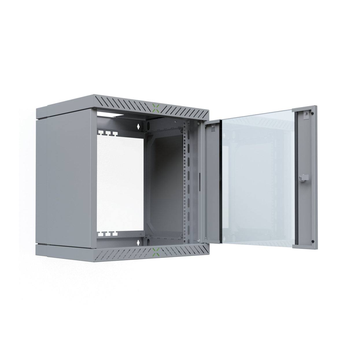 Armario De Pared X-Rack De 19" Con Puerta De Vidrio De 400-600 Mm, 12u, Color Gris.