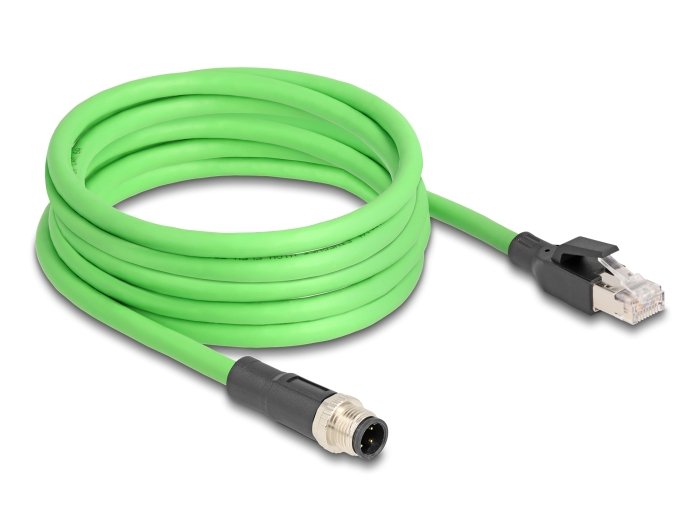 Delock 80426 Cable M12 Codificado D 4 Pin Macho A Rj45 Macho Pur (Tpu) 1 M