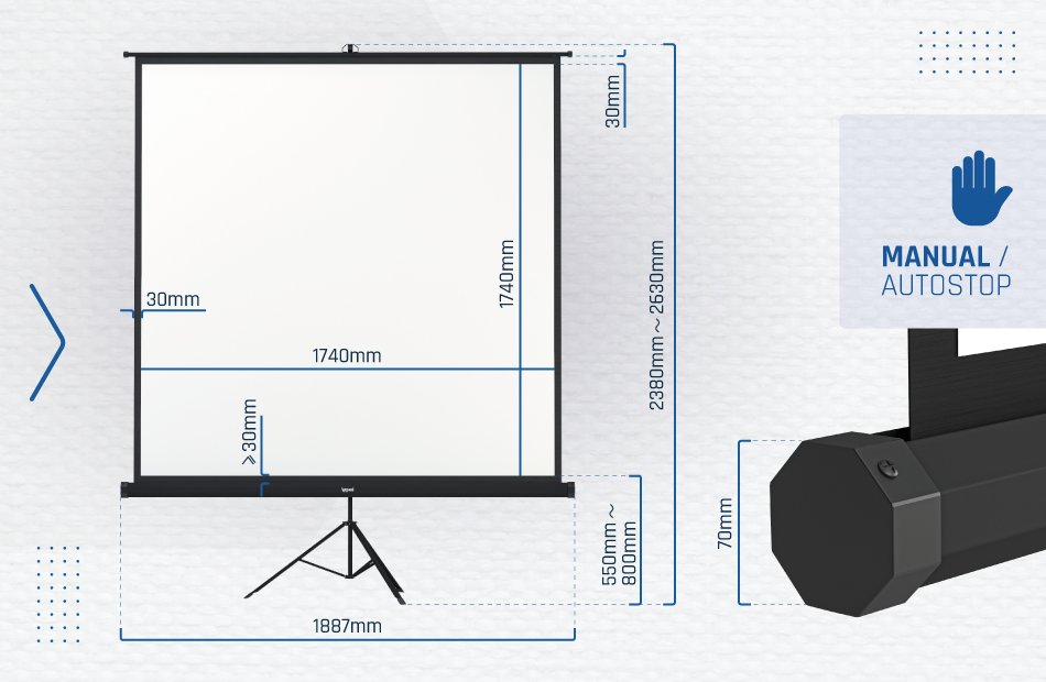 Iggual Pantalla Mural 180x180 Cm Con Trípode+Bolsa