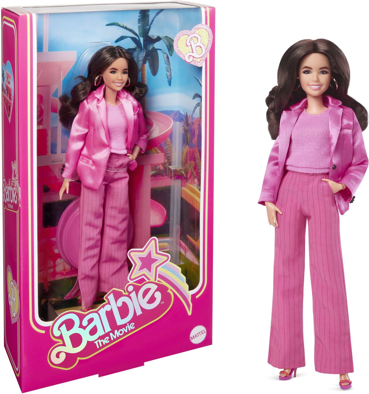 Mattel Barbie Signature The Movie - America Ferrera Como La Muñeca Gloria De La Película En Un Traje Pantalón De Tres Piezas En Rosa, Figura De Juguete